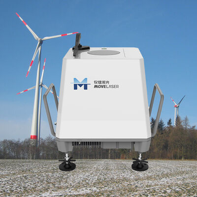 Temperaturbereich minus 40 bis plus 60 Grad. Wind-Lidar-System mit einer Windrichtungsgenauigkeit von einem Grad und einer Größe von 554 x 430 x 581 Millimetern