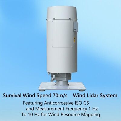 Überlebenswindgeschwindigkeit 70 m/s Wind-Lidar-System mit antikorrosiver ISO C5 und Messfrequenz von 1 Hz bis 10 Hz für die Kartierung der Windressourcen